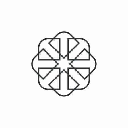 Geometric pattern icon in flat style. Flower vector illustration on white isolated background.の写真素材