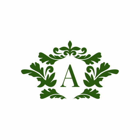 Letter A Floral Icon Logo Design Template. Elegant Letter A Logo Designの写真素材