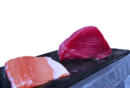 Salmon isolated in white backgroundの写真素材