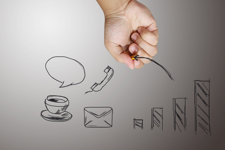 hand sketching graphの写真素材