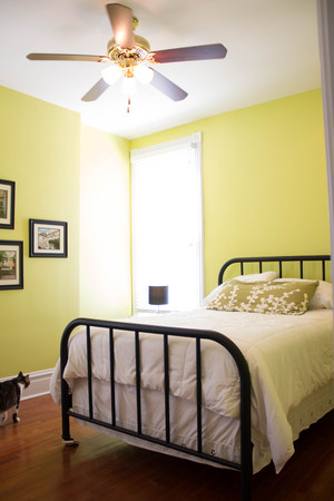 bedroom in a modern home with a bedの写真素材