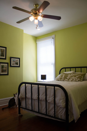 bedroom in a modern home with a bedの写真素材