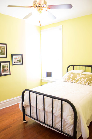 bedroom in a modern home with a bedの写真素材