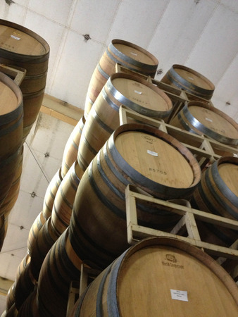 wine barrels at winery napa valleyの写真素材