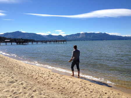 lake tahoe in california waterfront oceanの写真素材