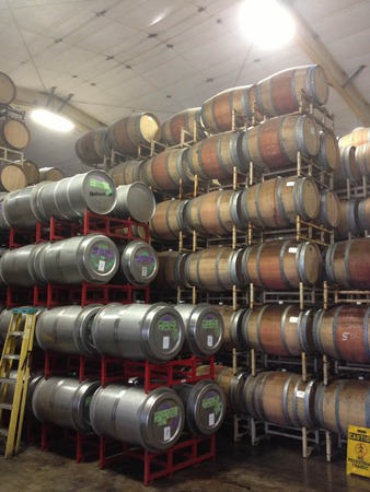 wine barrels at winery napa valleyの写真素材