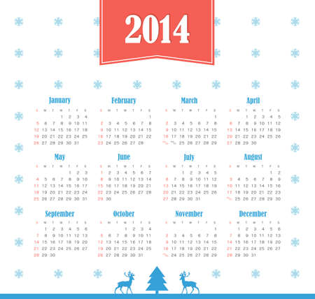 Vector calendar for 2014 のイラスト素材