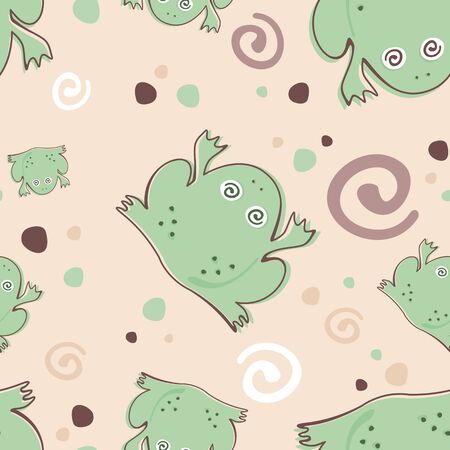 cartoon frogs in water seamless pattern  のイラスト素材