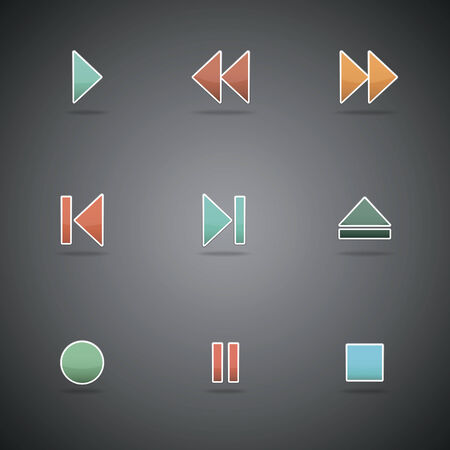 Media player web icons, color buttons のイラスト素材