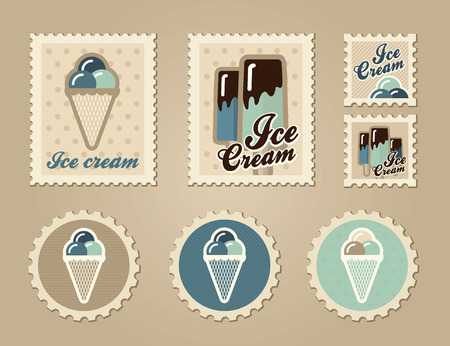Summer stamps ice creame vector のイラスト素材