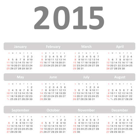 Simple calendar for 2015 year vectorのイラスト素材