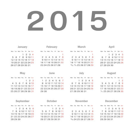 Simple european 2015 year calendarのイラスト素材