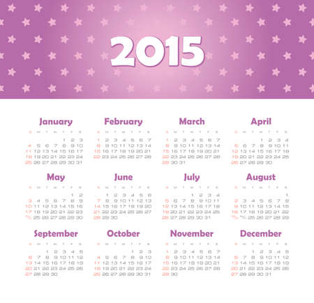 Calendar 2015 year with starsのイラスト素材