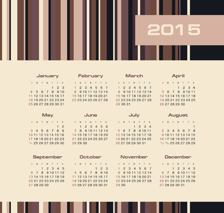 Calendar 2015 year with colored linesのイラスト素材