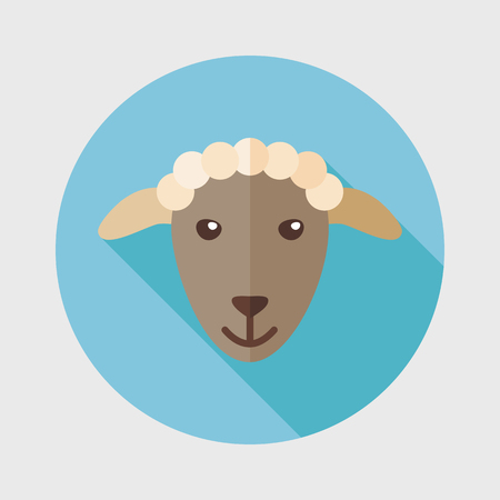 Sheep flat icon with long shadowのイラスト素材