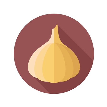 Garlic flat icon with long shadowのイラスト素材