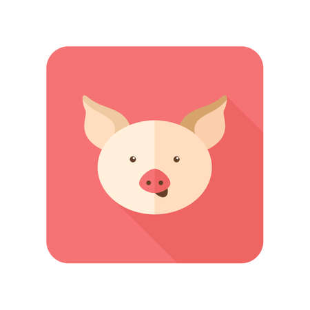 Pig flat icon with long shadowのイラスト素材