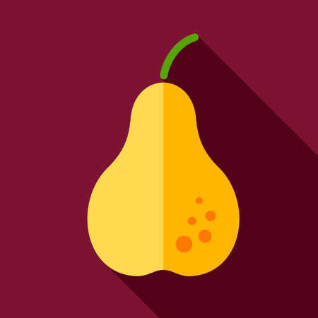 Pear flat icon with long shadowのイラスト素材