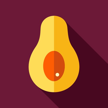 Avocado flat icon with long shadowのイラスト素材