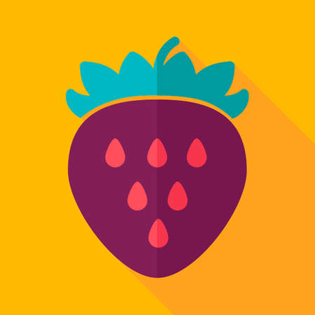Strawberry flat icon with long shadowのイラスト素材