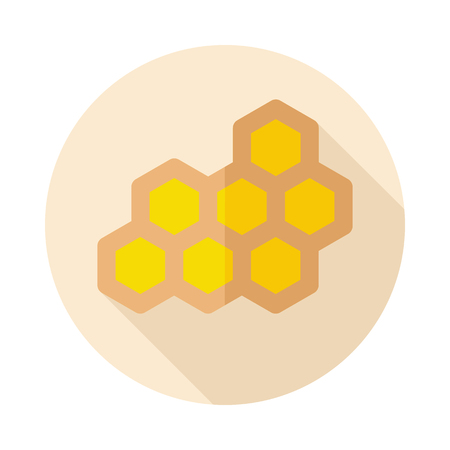 Honeycomb bee flat icon with long shadowのイラスト素材