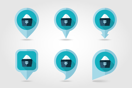 Sack of flour flat mapping pin icon with long shadowのイラスト素材