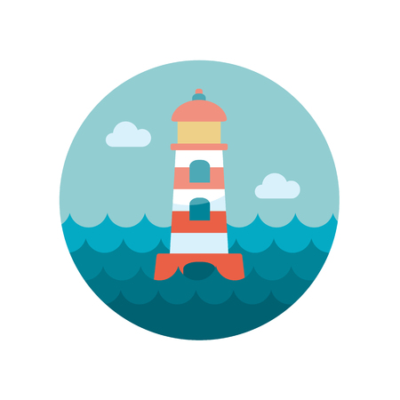 Lighthouse flat icon with long shadowのイラスト素材