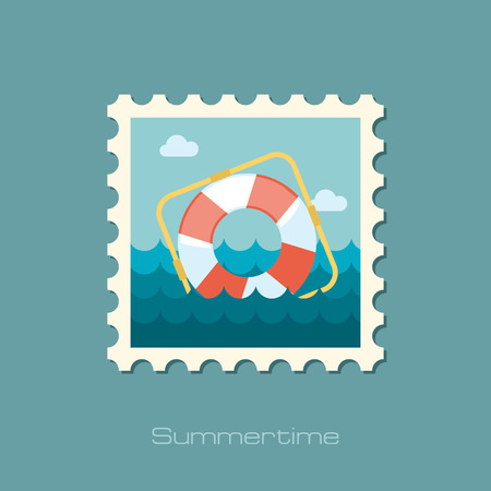 Lifebuoy flat stampのイラスト素材
