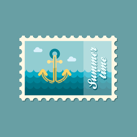 Anchor flat stamp summertimeのイラスト素材