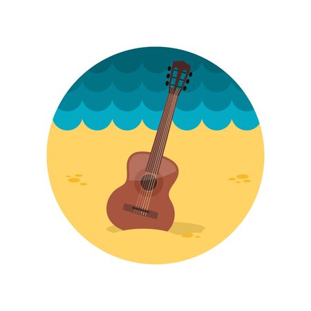 Guitar Beach flat iconのイラスト素材