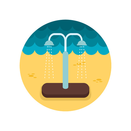 Summer beach pool shower flat iconのイラスト素材