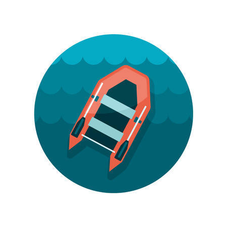 Inflatable boat flat iconのイラスト素材