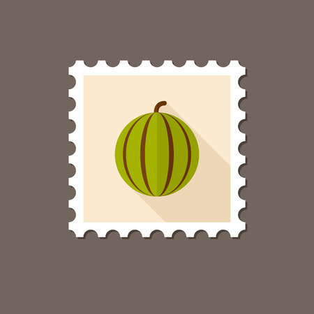 Watermelon flat stamp with long shadowのイラスト素材