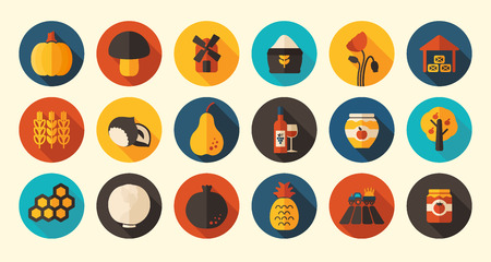Autumn Harvest Thanksgiving flat icon, eps 10のイラスト素材