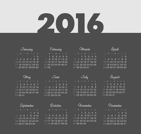 Simple 2016 year vector calendar, eps 10のイラスト素材