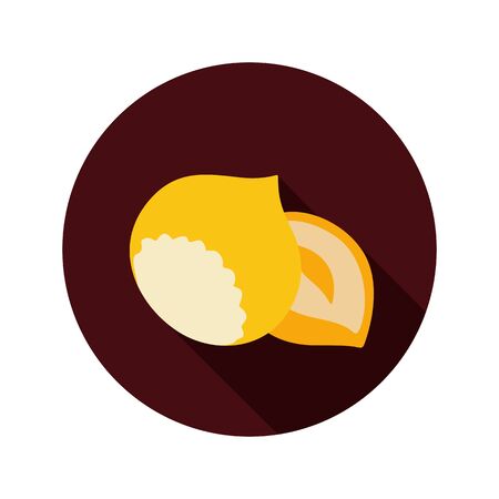 Nut flat icon with long shadow, eps 10のイラスト素材