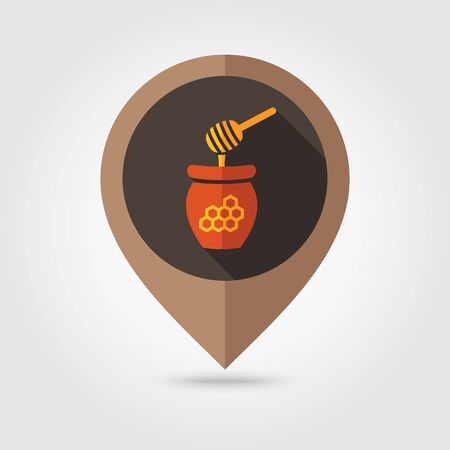 Honey flat mapping pin icon, map pointer, vector illustration  のイラスト素材