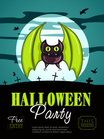 Halloween Party Design template, with bat のイラスト素材