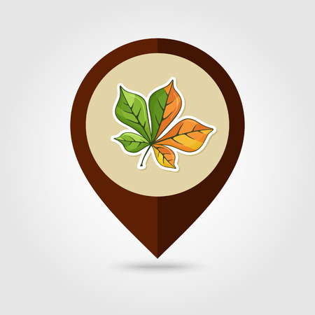 Autumn Leaves mapping pin icon, Harvest Thanksgiving vectorのイラスト素材