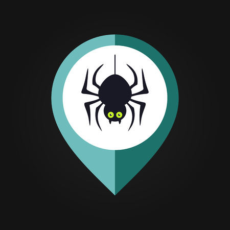 Spider halloween mapping pin icon, vector illustrationのイラスト素材