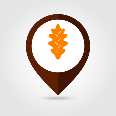 Autumn Leaves mapping pin icon, Harvest Thanksgiving vectorのイラスト素材