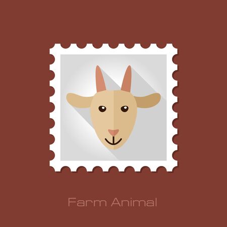 Goat flat stamp. Animal head vector illustration, eps 10のイラスト素材
