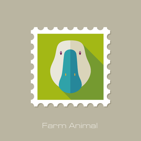 Goose flat stamp. Animal head vector illustration, eps 10のイラスト素材