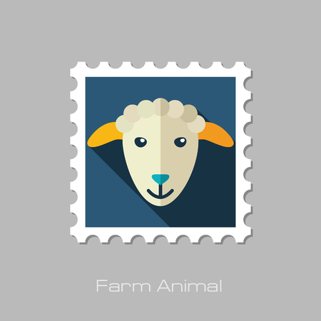 Sheep flat stamp. Animal head vector illustration, eps 10のイラスト素材