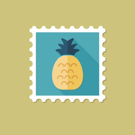 Pineapple flat stamp with long shadow, eps 10のイラスト素材