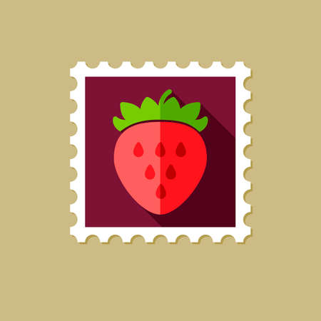 Strawberry flat stamp with long shadow, eps 10のイラスト素材