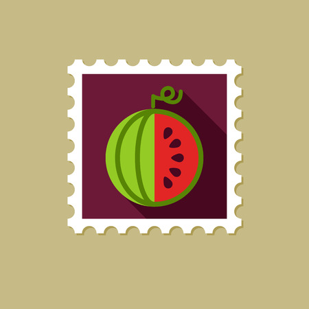 Watermelon flat stamp with long shadow, eps 10のイラスト素材