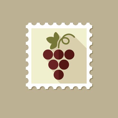 Grapes flat stamp with long shadow, eps 10のイラスト素材