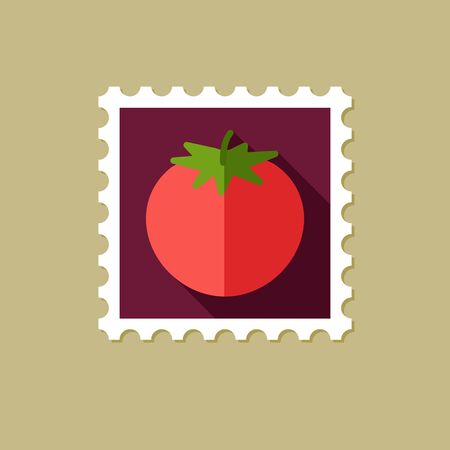 Tomato flat stamp with long shadow, eps 10のイラスト素材