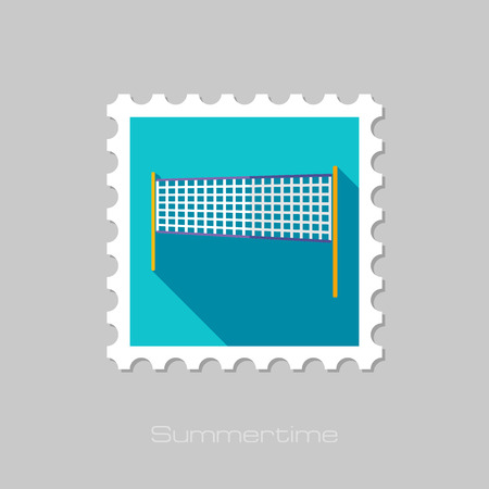 Volleyball net beach sport flat stamp with long shadow, eps 10のイラスト素材